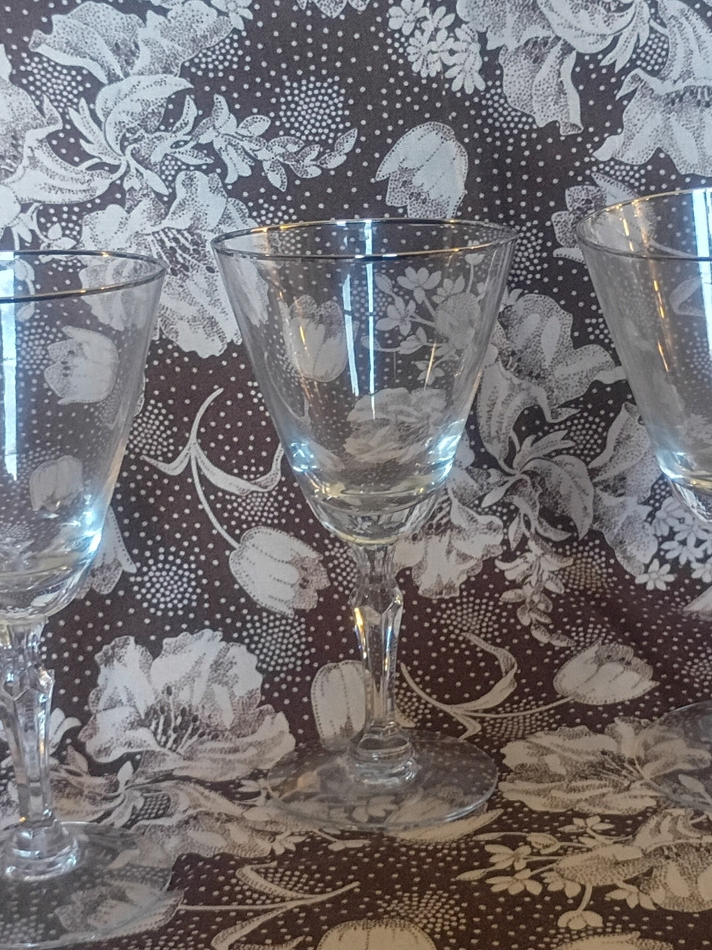 Vintage Fostoria Platinum Trim Cocktail Martini Glasses Set of 3 Clear Stemware